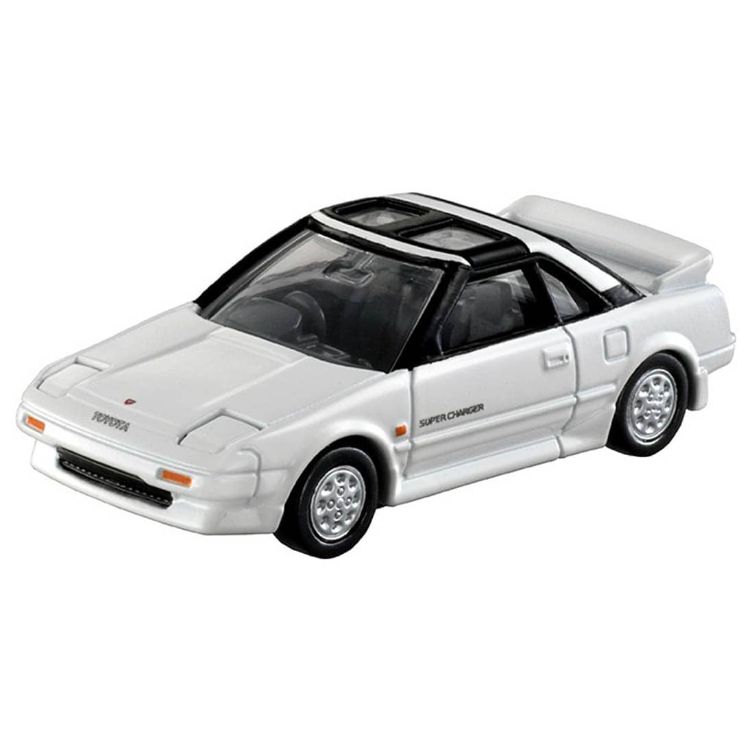 perspective view of TP40 Toyota MR2 White 1:64 scale model car - Tomica premium