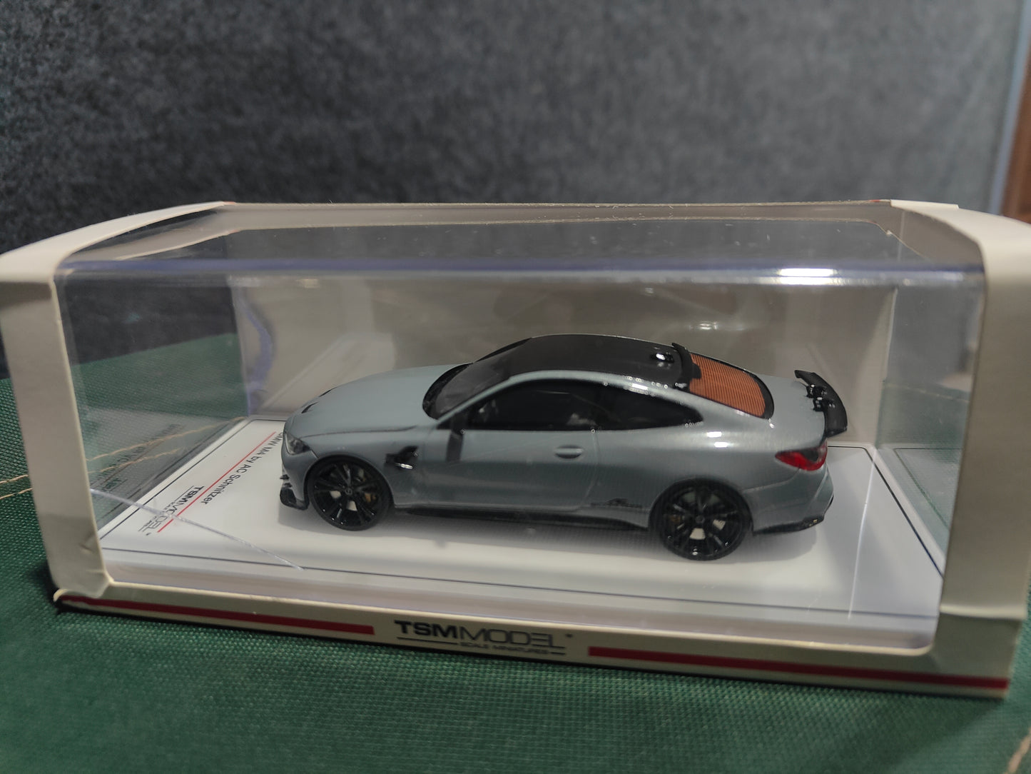 Damaged/Broken acrylic case with damaged mirror - BMW M4 by AC Schnitzer Brooklyn Grey Metallic 1:43 scale model car - TSM model