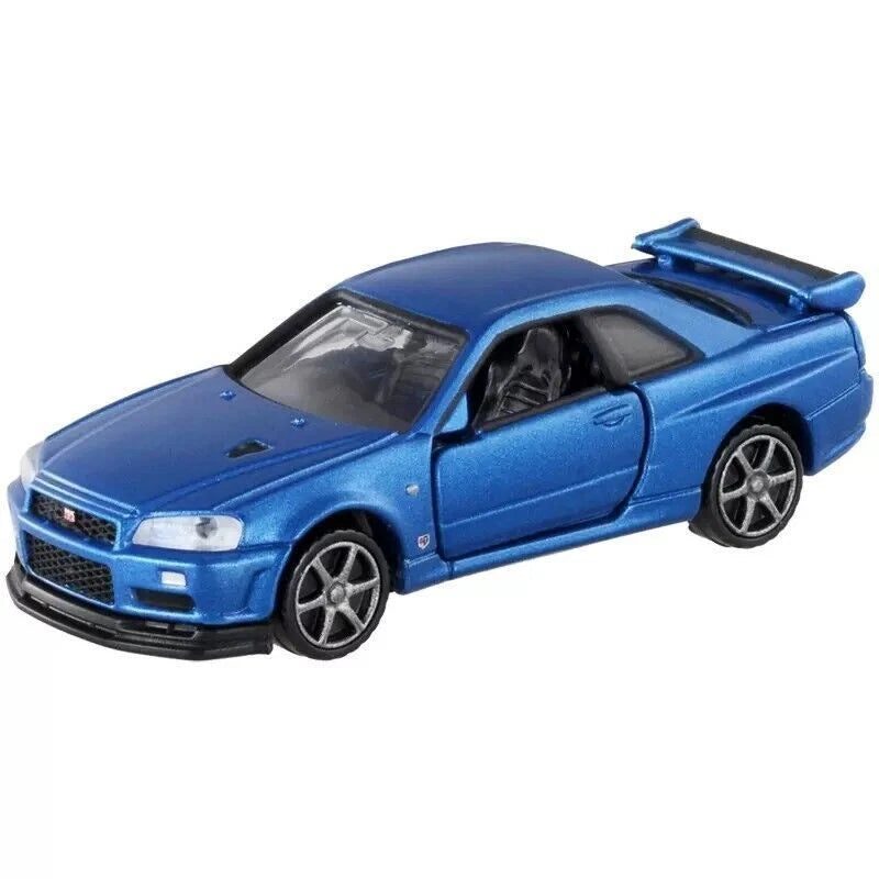 Blue toy car on a white background