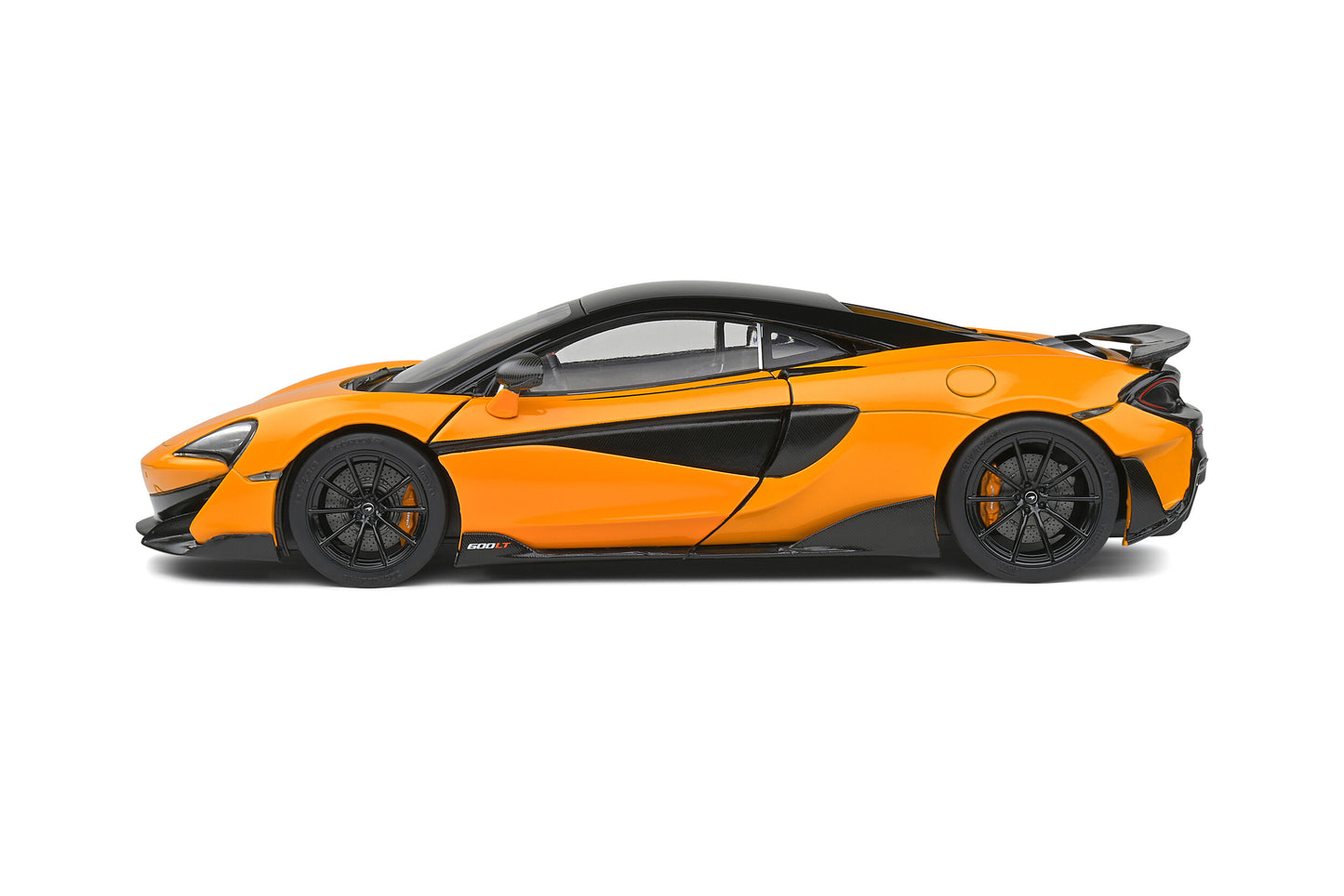 side view of McLaren 600 LT McLaren Orange 2018 Solido 1:18 scale model car