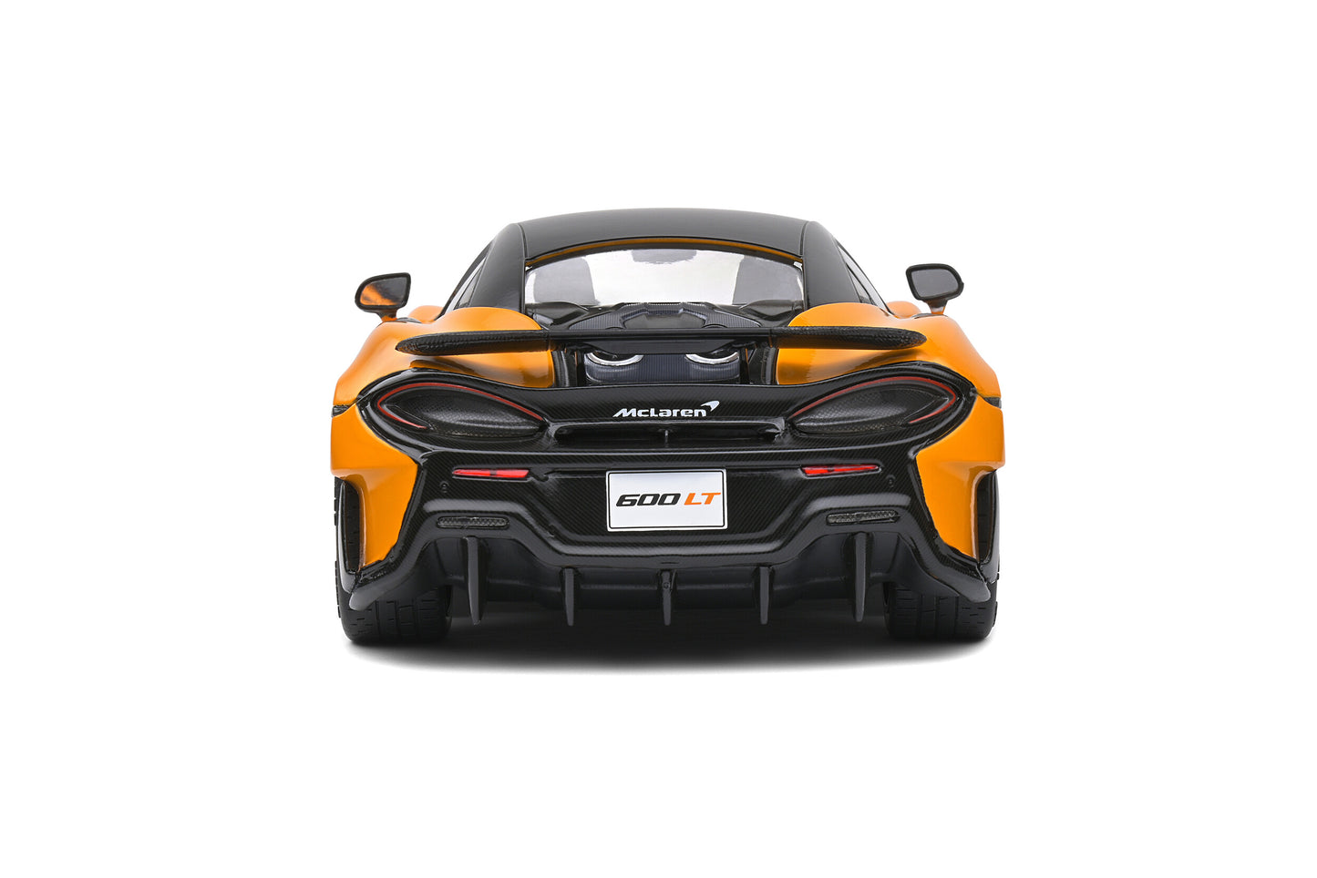 back side view of McLaren 600 LT McLaren Orange 2018 Solido 1:18 scale model car