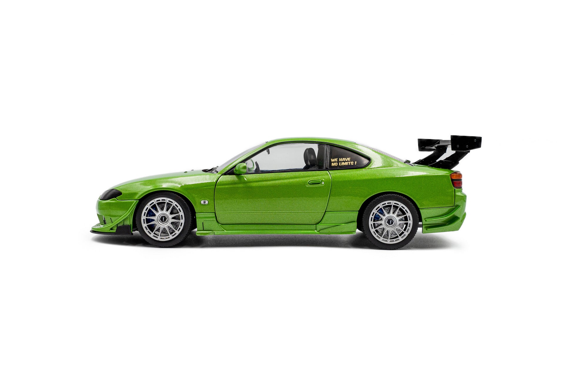 side2 view of Nissan Silvia S15 Spec-R Aero Solido Green 1999 1:18 Scale model car - Solido