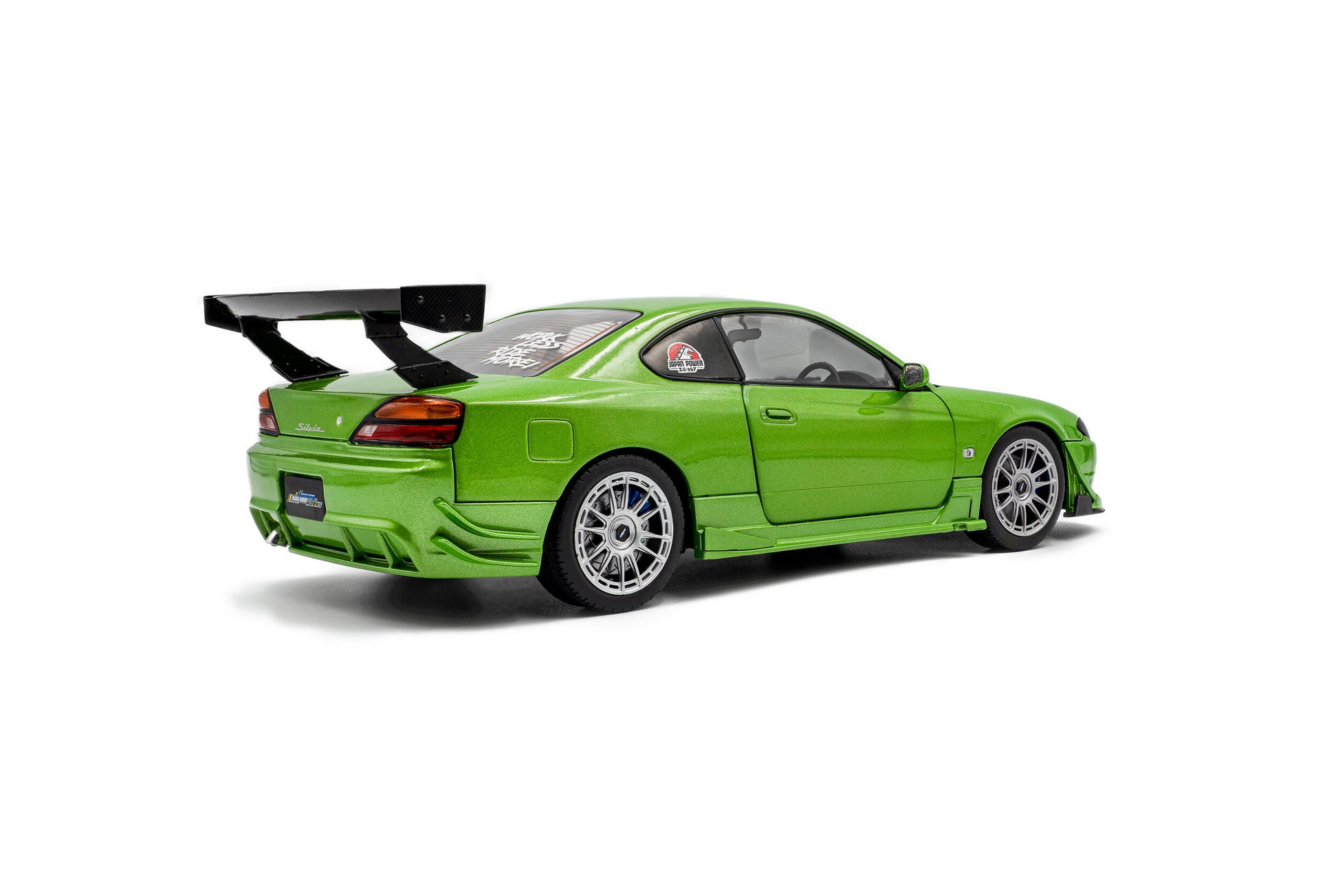 back perspective view of Nissan Silvia S15 Spec-R Aero Solido Green 1999 1:18 Scale model car - Solido