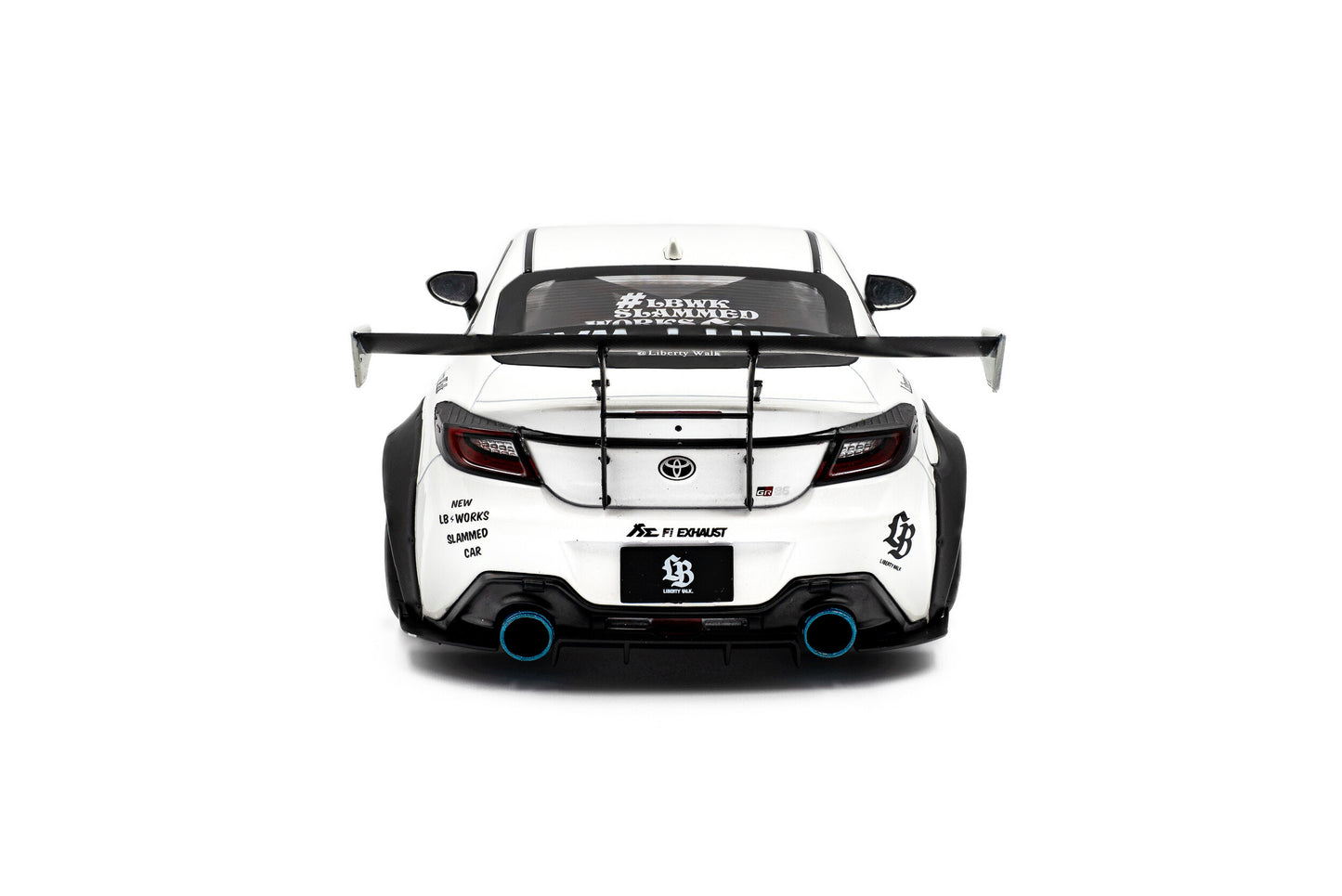 back view of Toyota GR86 Liberty walk Body Kit Pearl White 2024 1:18 scale model car - Solido