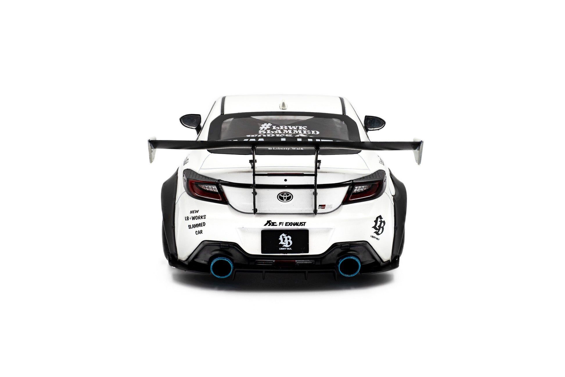 back view of Toyota GR86 Liberty walk Body Kit Pearl White 2024 1:18 scale model car - Solido