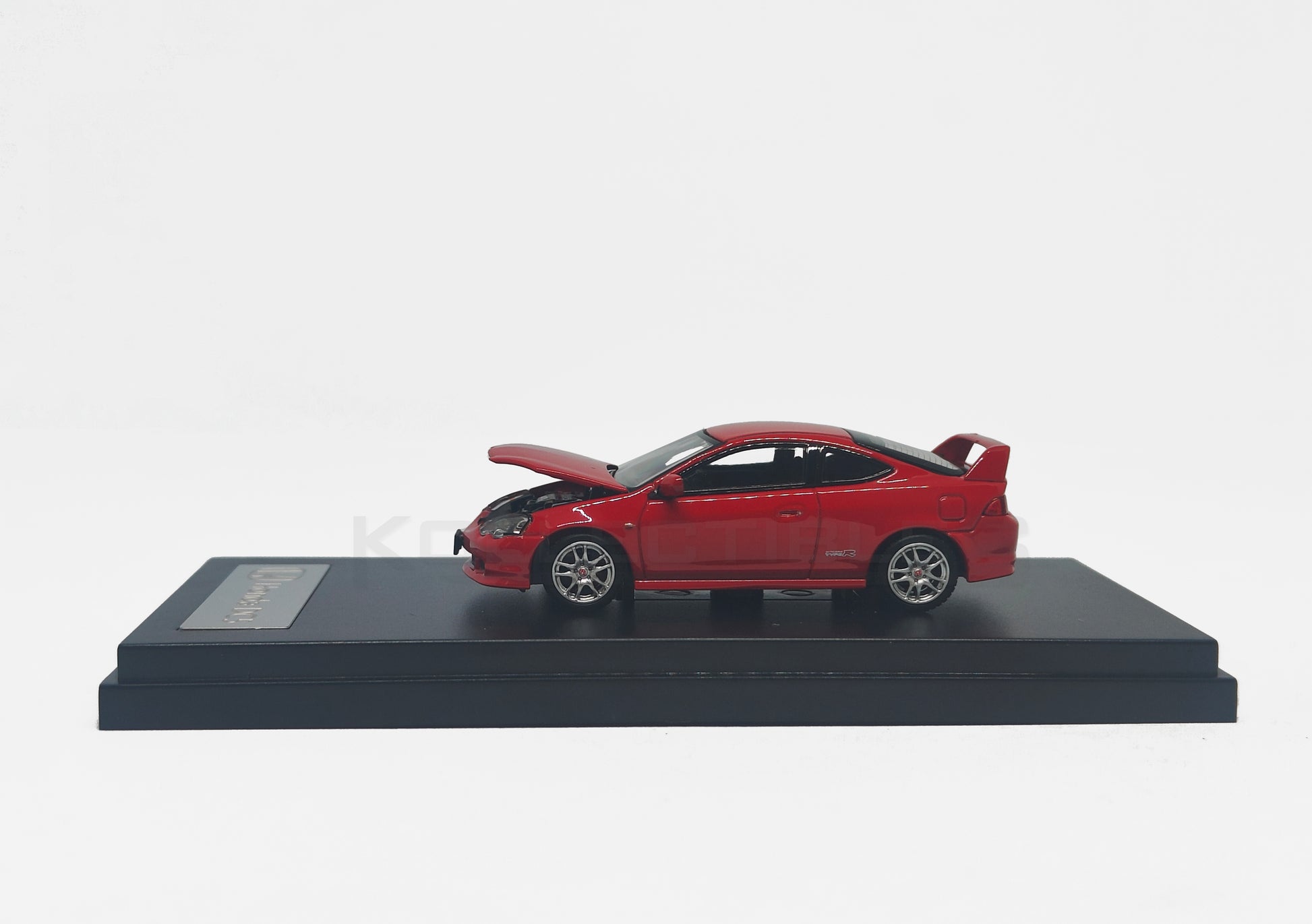 side perspective view with Hood open of Honda Integra Type R DC5 1:64 scale model car by LCD Models (LCD64038-RE)