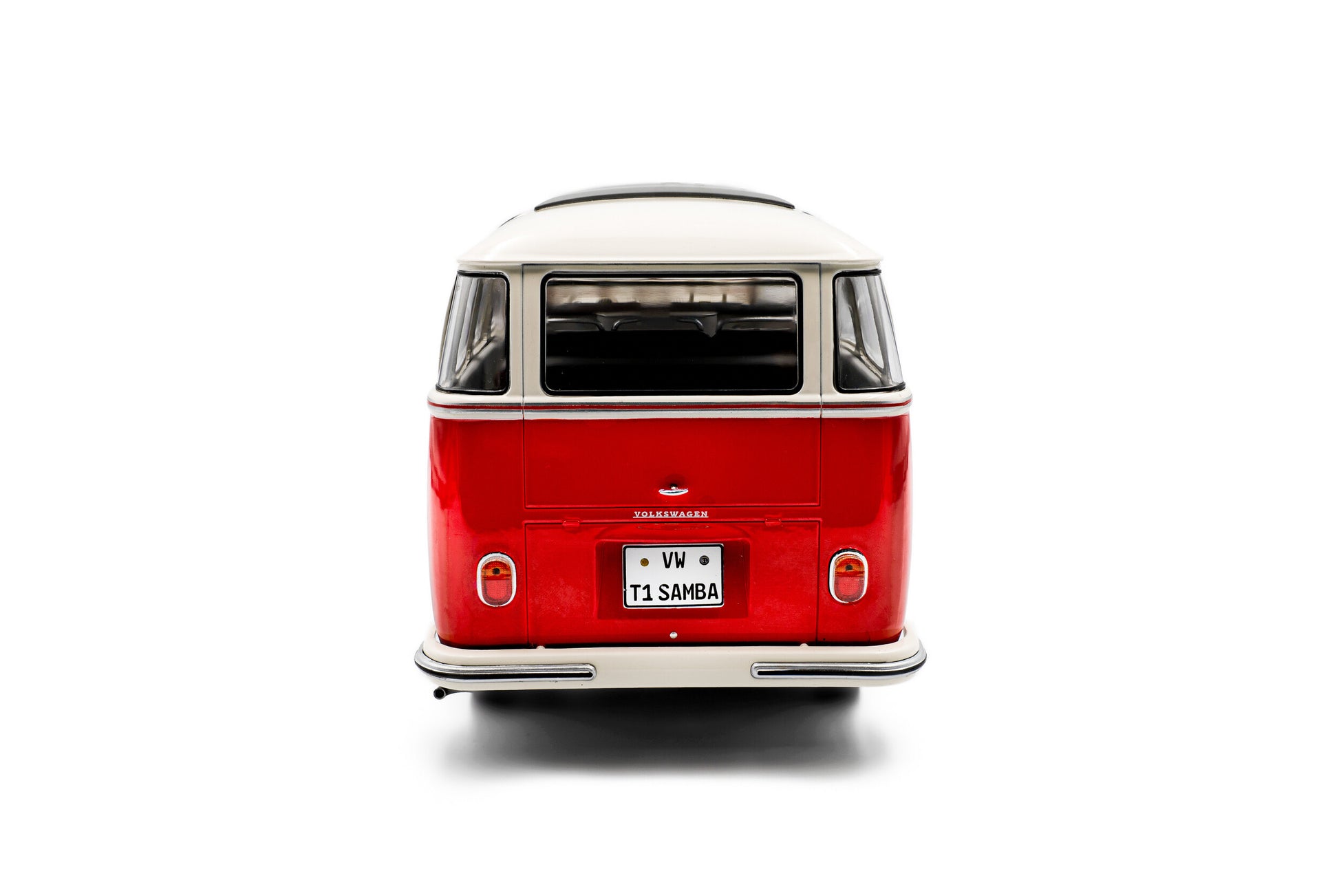 Back view Volkswagen T1 Samba Red / White 1962 1:18 scale model car - Solido