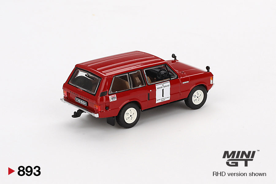 Back perspective view of Range Rover 1971 International Hillrally Winner 1:64 scale model car - Mini GT