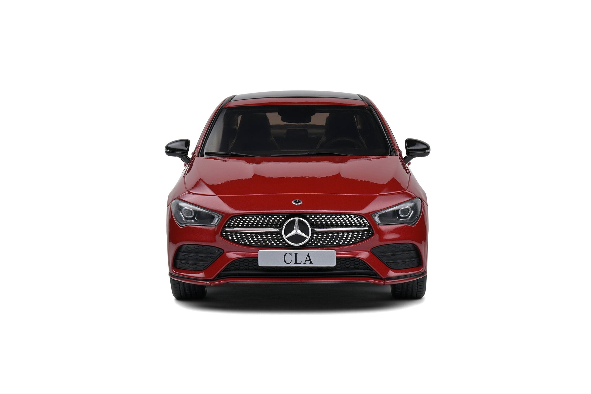 front view of Mercedes Benz CLA C118 Coupe AMG Line - Rouge Patagonie - 2019 Solido scale model car