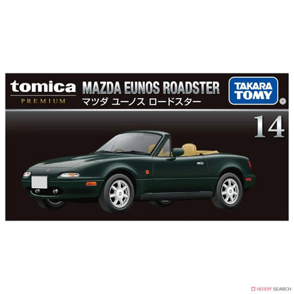 Model car of Mazda Eunos Roadster by Takara Tomy on a black background
