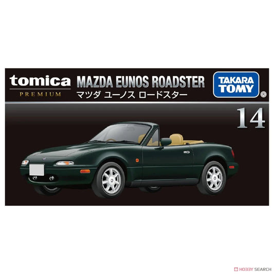 Model car of Mazda Eunos Roadster by Takara Tomy on a black background