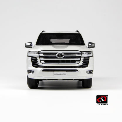 Front view of Toyota Land Cruiser White 1:18 scale model car - LCD Models