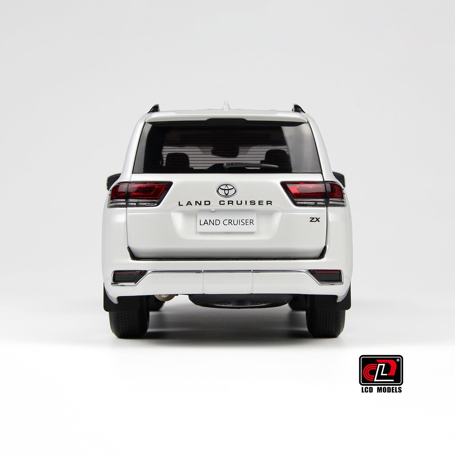 back view of Toyota Land Cruiser White 1:18 scale model car - LCD Models