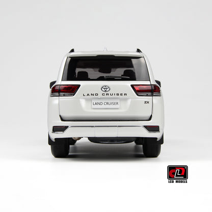 back view of Toyota Land Cruiser White 1:18 scale model car - LCD Models