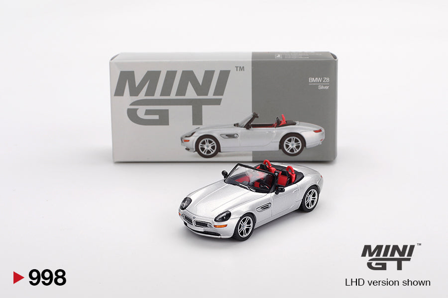 Box of BMW Z8 Silver 1:64 scale model car - Mini GT