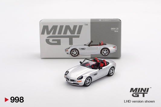 Box of BMW Z8 Silver 1:64 scale model car - Mini GT