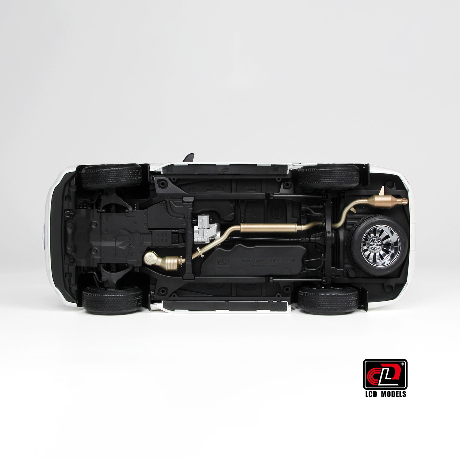 Top-down view of a Toyota Land Cruiser White 1:18 scale model car - LCD Models