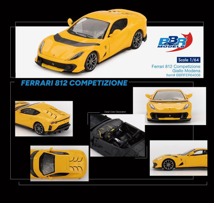 Ferrari 812 Competizone Giallo Modena 1:64 scale model car - BBR Models