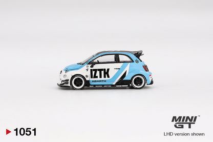 Side view of Abarth 595 LB-WORKS x Abas Works IZTK 1:64 scale model car - Mini GT