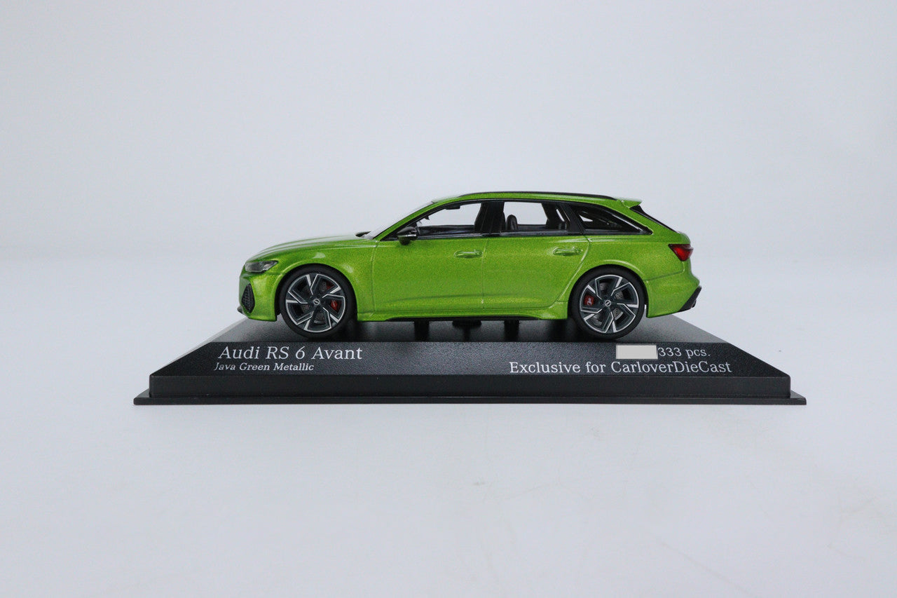 side view of Audi RS6 Avant Java Green Minichamps 1:43 scale model car