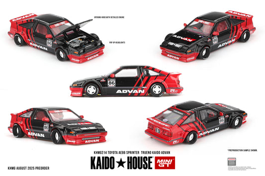 Toyota AE86 Sprinter Trueno Kaido ADVAN Red / Black 1:64 scale model car - Kaido House x Mini GT