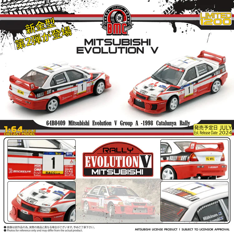 Mitsubishi Lancer EVO V Group A -1998 Catalunya Rally 1:64 scale model car - BM Creations