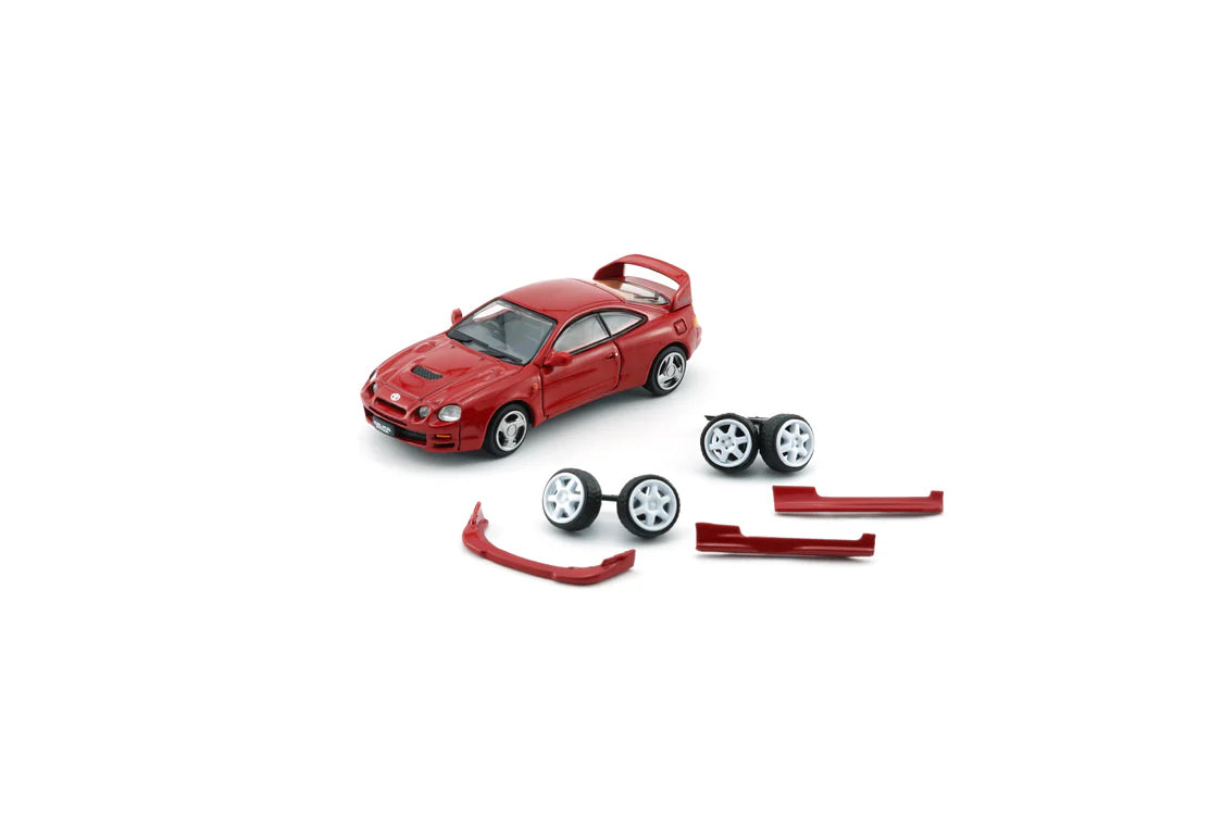 Top Perspective Box and parts of Toyota Celica GT Four Red (RHD) 1:64 scale model car - BM creations Product code 64B0417