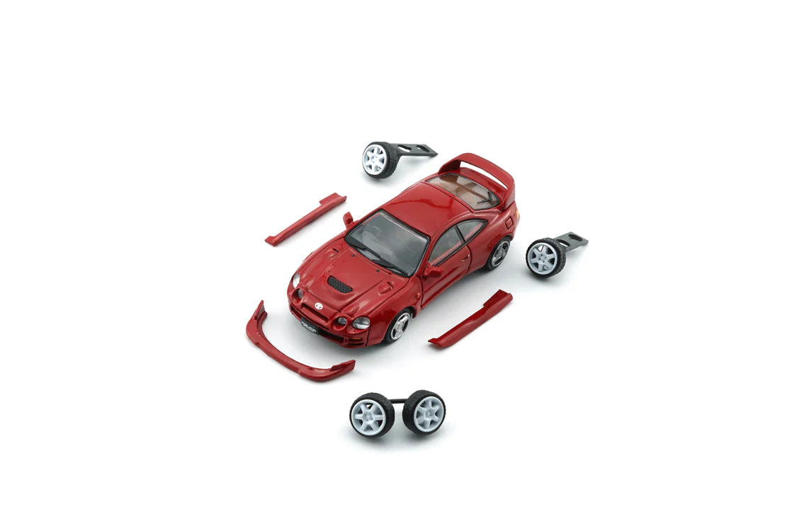 Top Perspective Box and parts of Toyota Celica GT Four Red (RHD) 1:64 scale model car - BM creations Product code 64B0417
