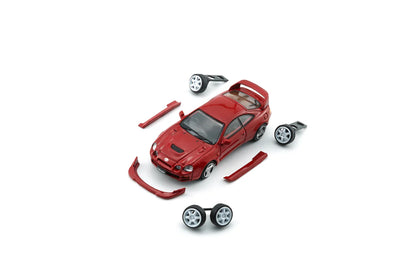 Top Perspective Box and parts of Toyota Celica GT Four Red (RHD) 1:64 scale model car - BM creations Product code 64B0417