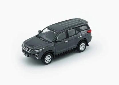 front perspective view of Toyota Fortuner 2018 Dark Gray Silver 164 Scale Model Car – BM Creations (Product Code 64B0475)