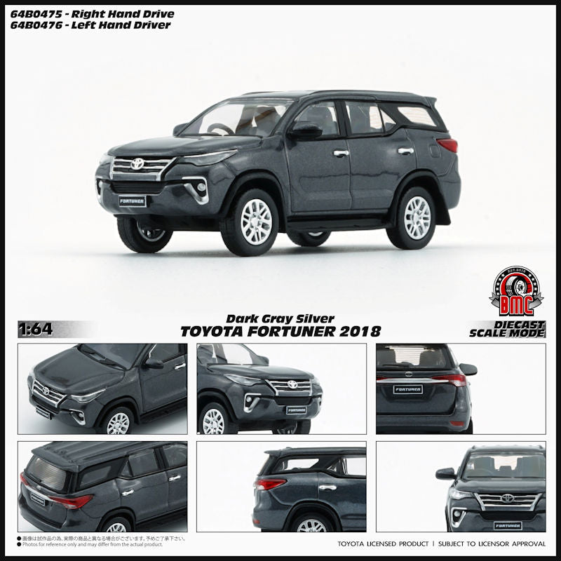 Toyota Fortuner 2018 Dark Gray Silver 164 Scale Model Car – BM Creations (Product Code 64B0475)