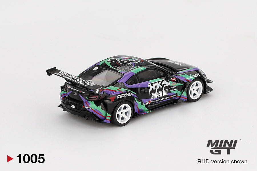 Back perspective view of Toyota GR86 HKS TYPE R 2022 Tokyo Auto Salon 1:64 scale model car - Mini GT