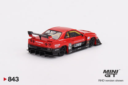 Nissan LB-ER34 Super Silhouette SKYLINE Red/Black 1:64 scale model car - Mini GT