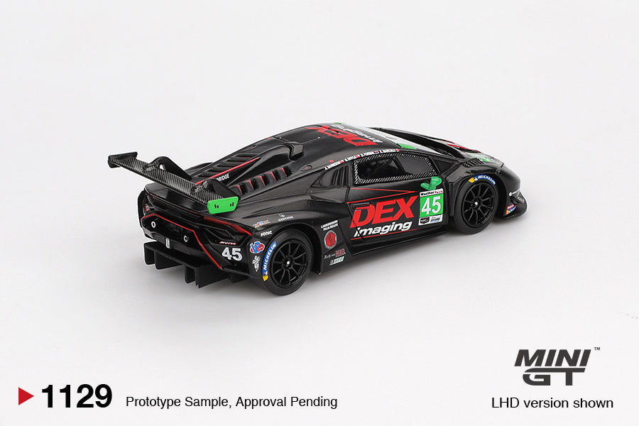 Mini GT 1:64 Lamborghini Huracan GT3 EVO2 #45 DEX Imaging 2024 IMSA Daytona diecast model view 2