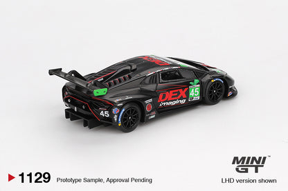 Mini GT 1:64 Lamborghini Huracan GT3 EVO2 #45 DEX Imaging 2024 IMSA Daytona diecast model view 2