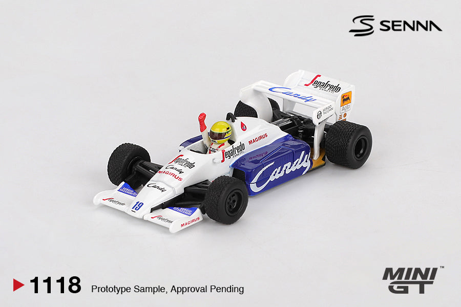 Mini GT 1:64 Toleman TG184 #19 Ayrton Senna 1984 Monaco Grand Prix diecast model view 1
