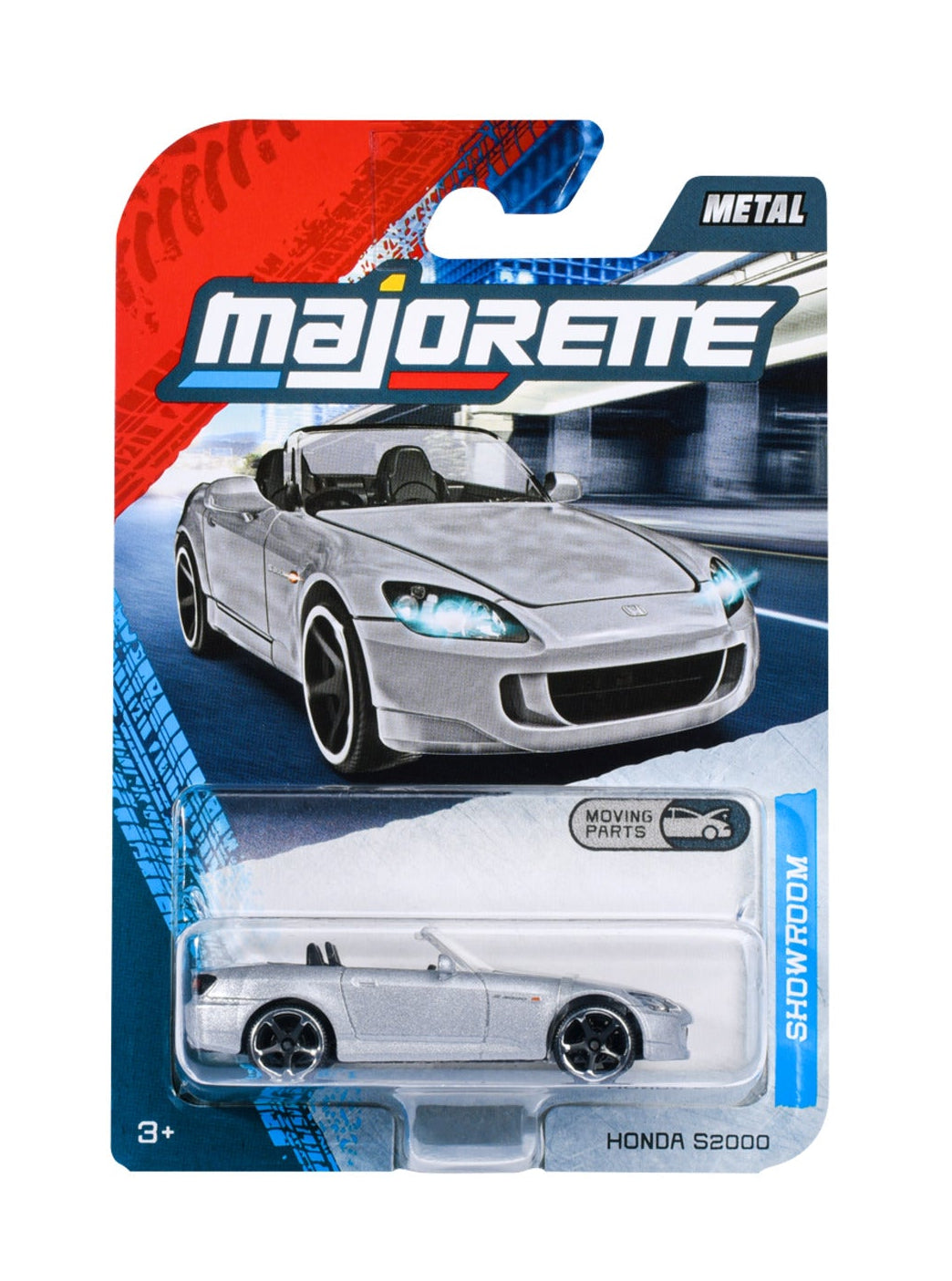 Majorette Showroom Premium Honda S2000 silver 1:64 scale diecast model car in blister-card packaging