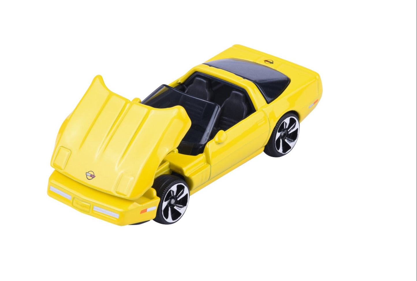 Majorette Vintage Premium Chevrolet Corvette 1990 ZR-1 yellow 1:64 scale diecast model car, close-up view