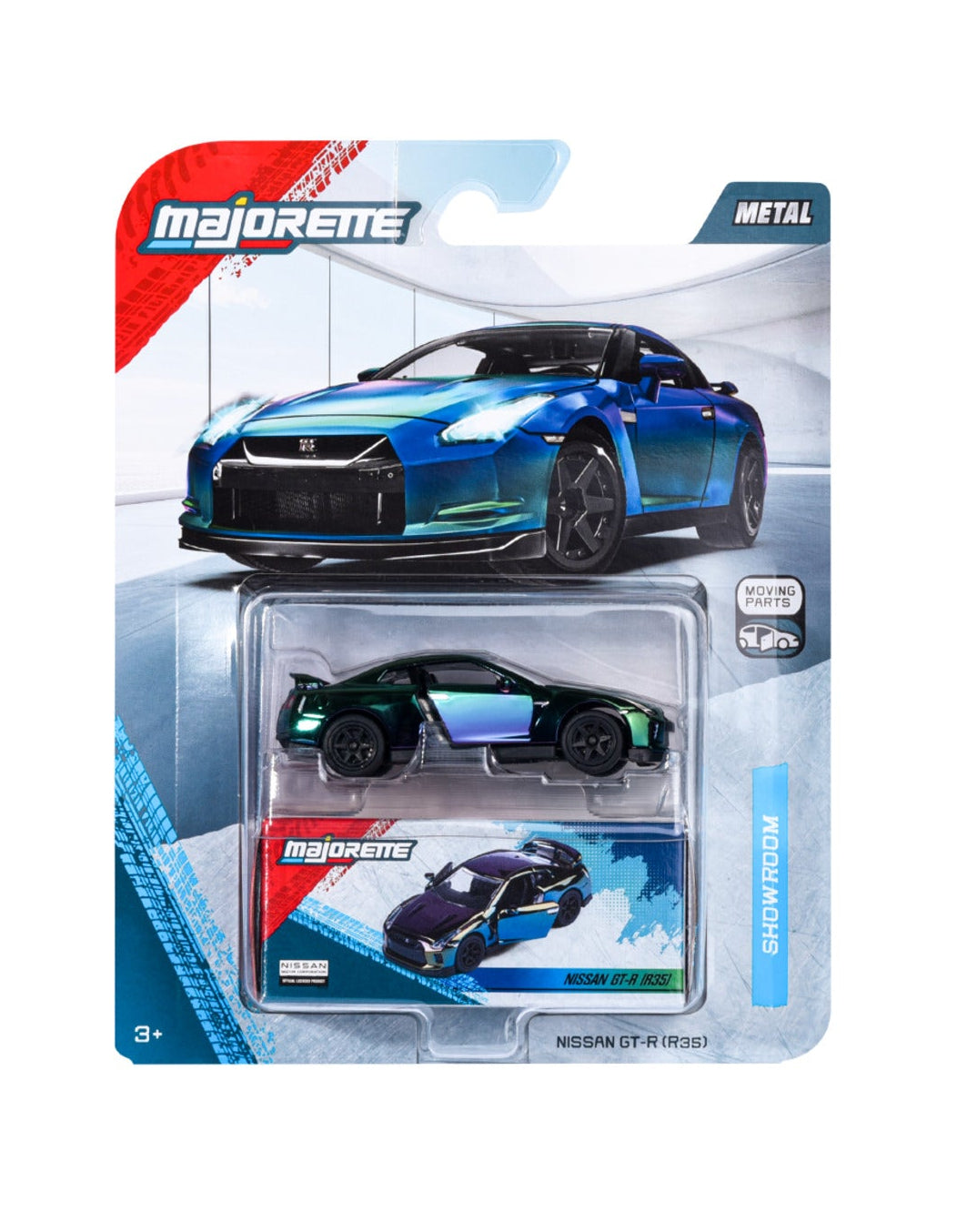 Nissan GT-R (R35) Holographic 1:64 scale model car - Majorette Showroom Deluxe