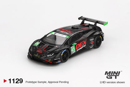 Mini GT 1:64 Lamborghini Huracan GT3 EVO2 #45 DEX Imaging 2024 IMSA Daytona diecast model view 3