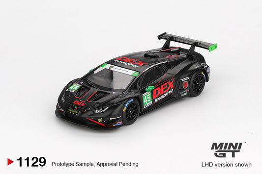 Mini GT 1:64 Lamborghini Huracan GT3 EVO2 #45 DEX Imaging 2024 IMSA Daytona diecast model view 3