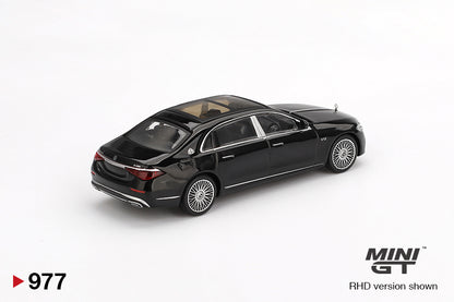 Back perspective view of Mercedes-Maybach S 680 Black 1:64 scale model car - Mini GT