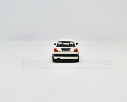 Volkswagen Golf GTI MK2 White 1:64 scale model car - Xcartoys x Poprace
