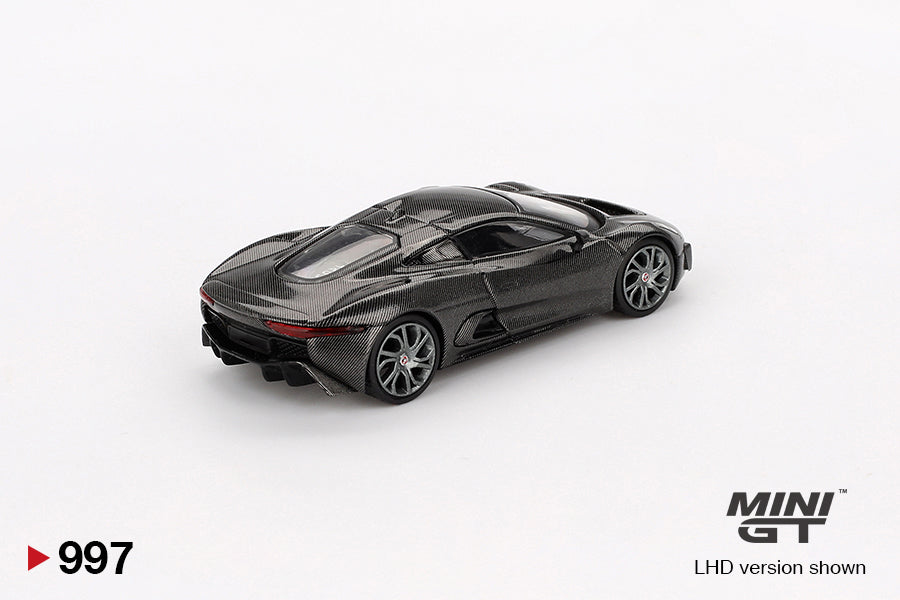 Backperspective view Jaguar C-X75 Test car 1:64 scale model car - Mini GT