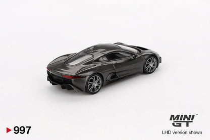 Backperspective view Jaguar C-X75 Test car 1:64 scale model car - Mini GT
