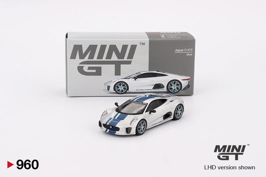 Box Jaguar C-X75 Silver 1:64 scale model car by Mini GT