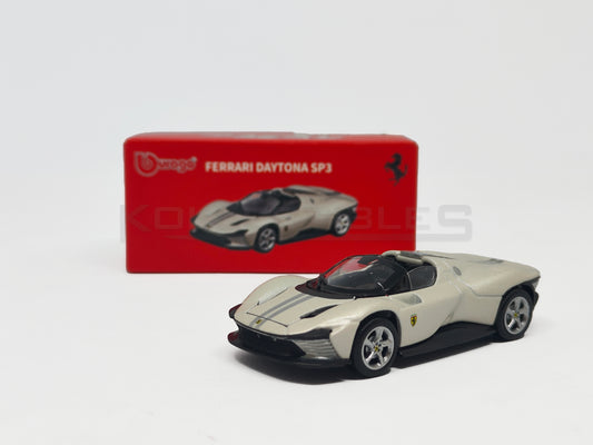 Box of Ferrari Daytona SP3 matte White 1:64 scale model car - Bburago