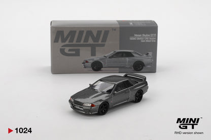 Box of Nissan Skyline GT-R (NISMO BNR32 CRS Version) Dark Metal Gray 1:64 scale model car - Mini GT