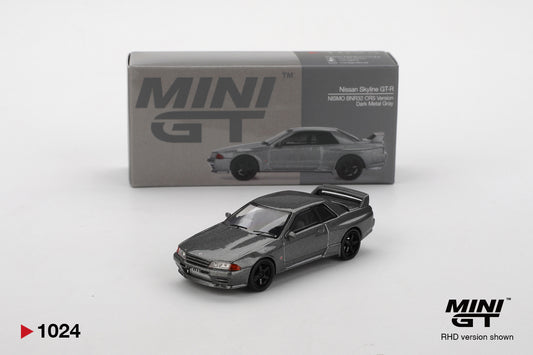 Box of Nissan Skyline GT-R (NISMO BNR32 CRS Version) Dark Metal Gray 1:64 scale model car - Mini GT