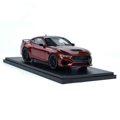 Front perspective view of Ford Mustang GT 2024 Rapid RED 1:18 scale model car -GT Spirit